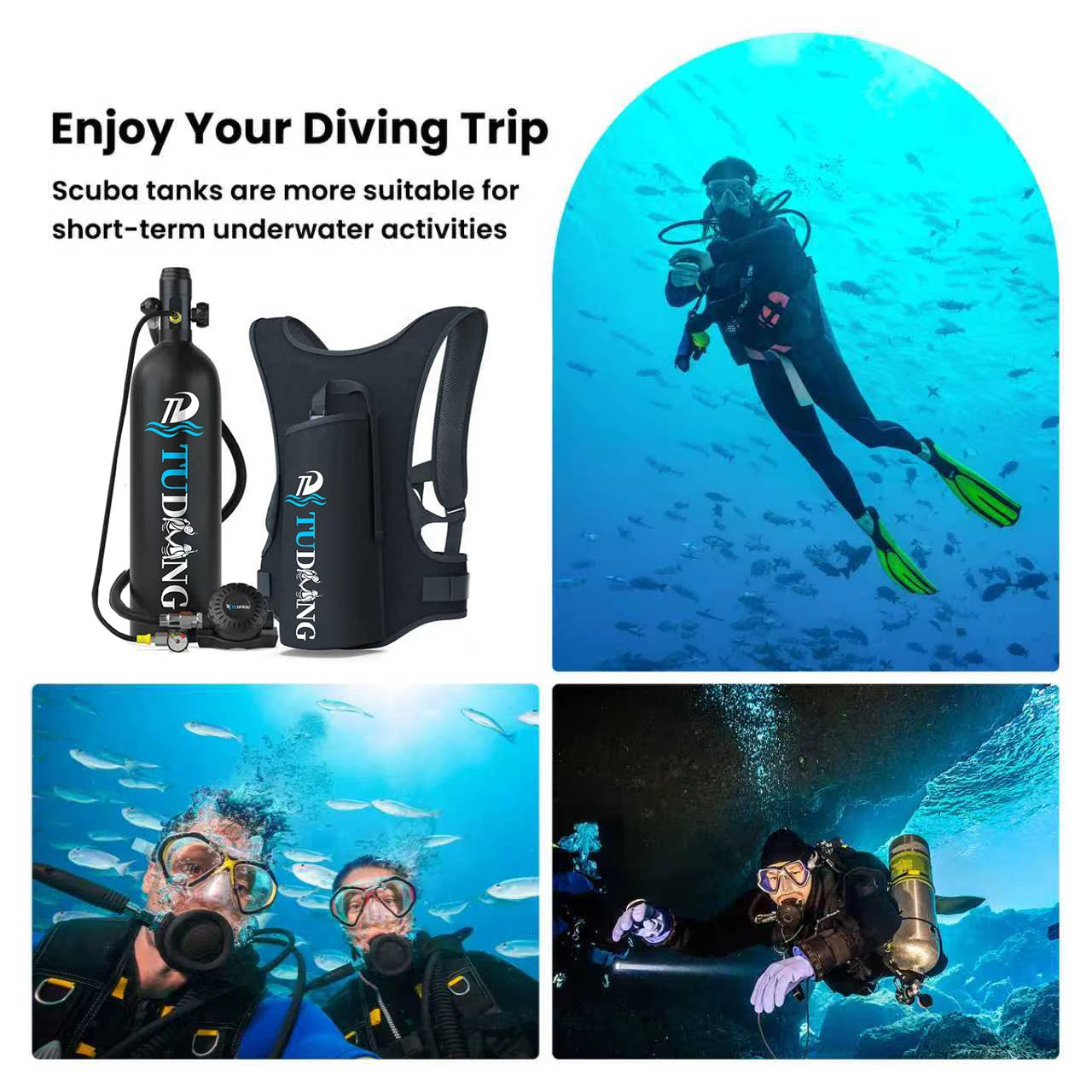 TUDIVING Portable Scuba Tank Refillable Diving Cylinder Underwater Breathing Aid