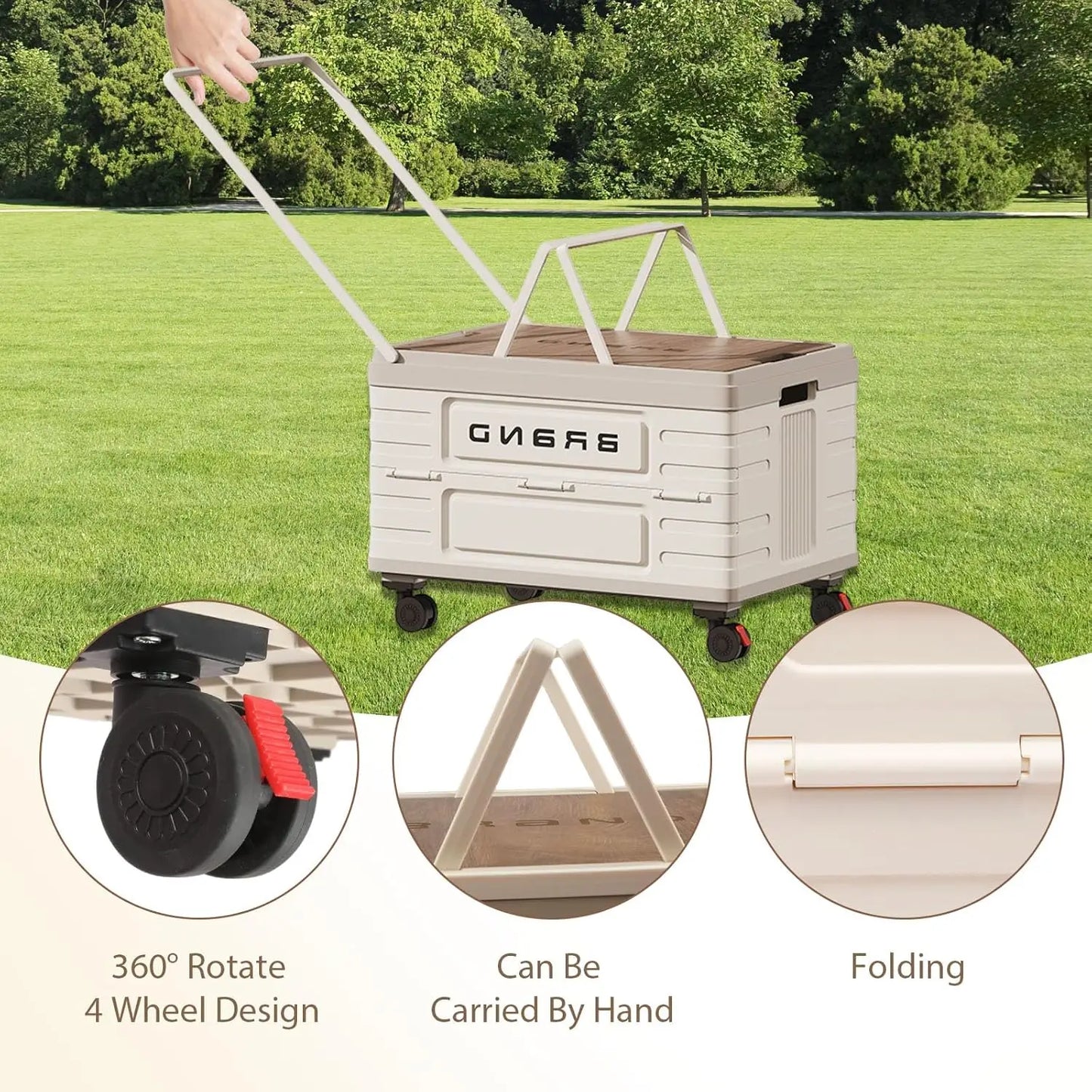 Heavy Duty Foldable Storage Cart With 360 Rotating Wheels