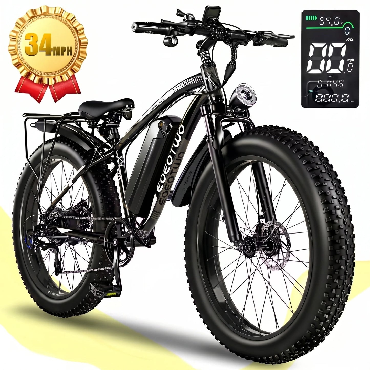 EOEOTWO Heavy Duty Ebike Featuring Front Suspension And Rack