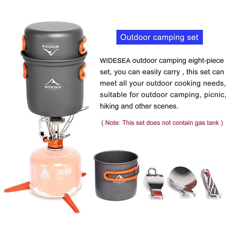 Widesea Portable Aluminum Camping Cookware With Folding Utensils Set