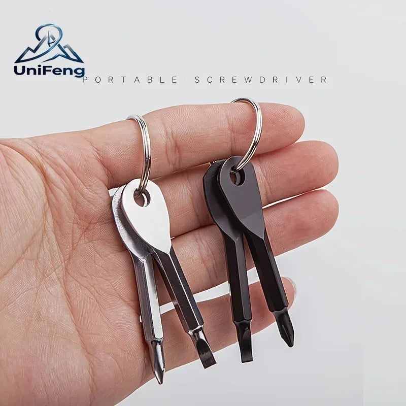 Portable Stainless Steel Phillips Slotted Keychain Screwdriver Set