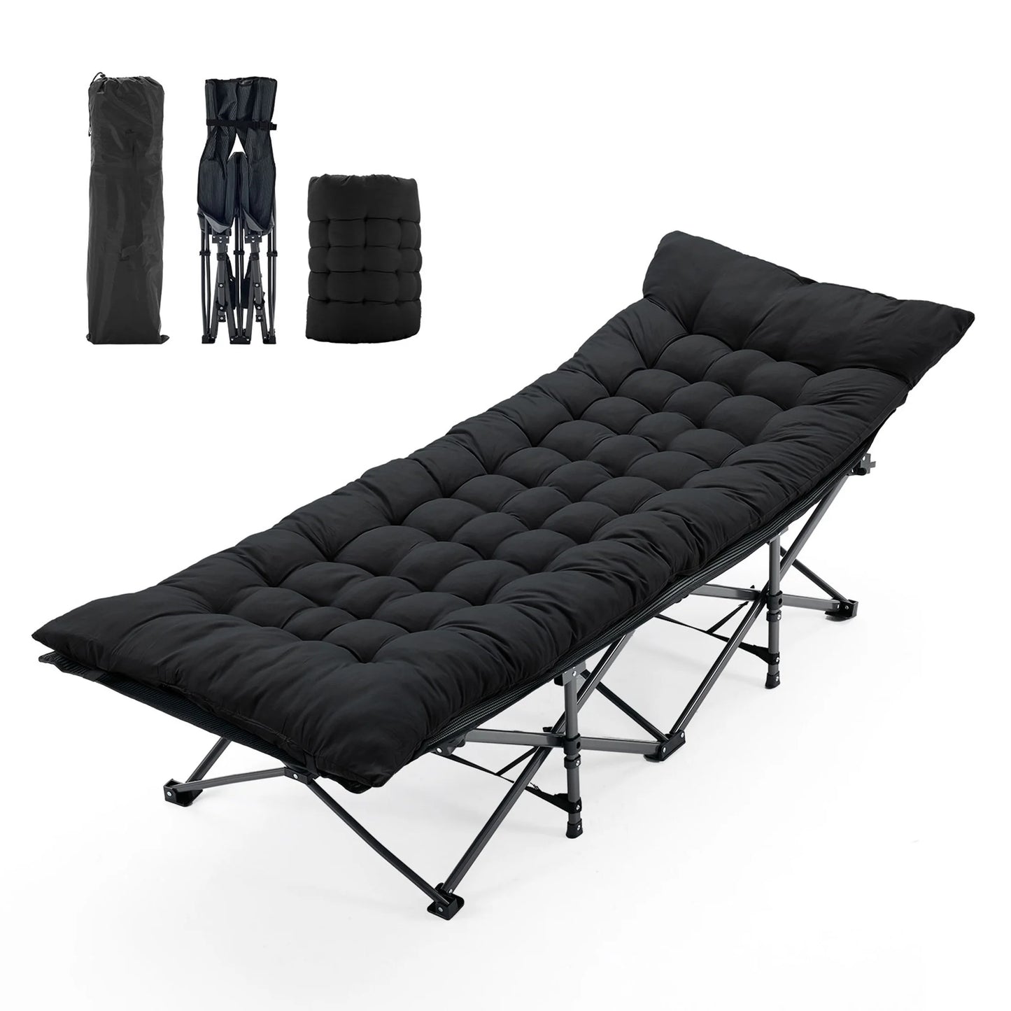 JHK Foldable Camping Cot With Cushion For Outdoor Adventures
