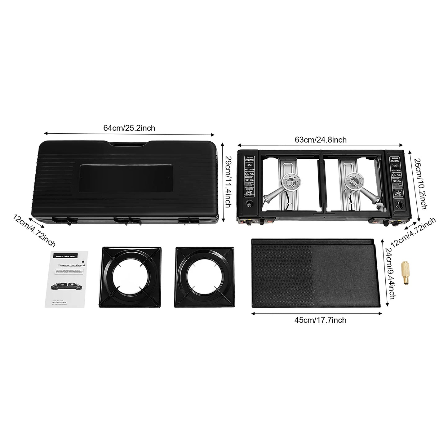 Portable Dual Burner Camping Stove With Butane And Aluminum Tray