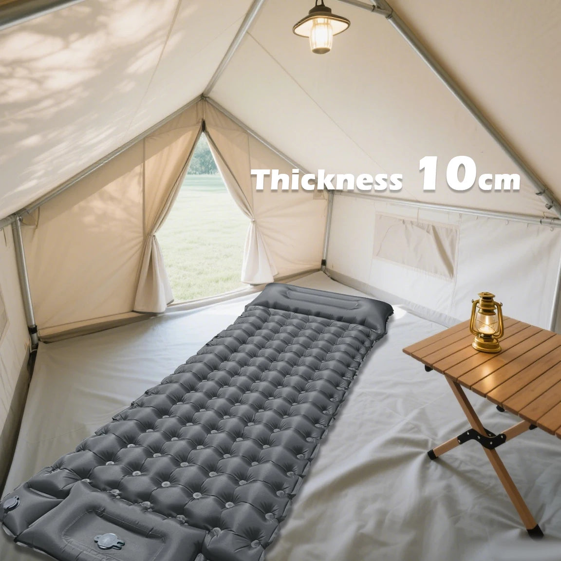 Cozy 10cm Thick Inflatable Mattress - Winter Insulated Camping Pad, Perfect Christmas Gift Idea for Family & Outdoor Adventures