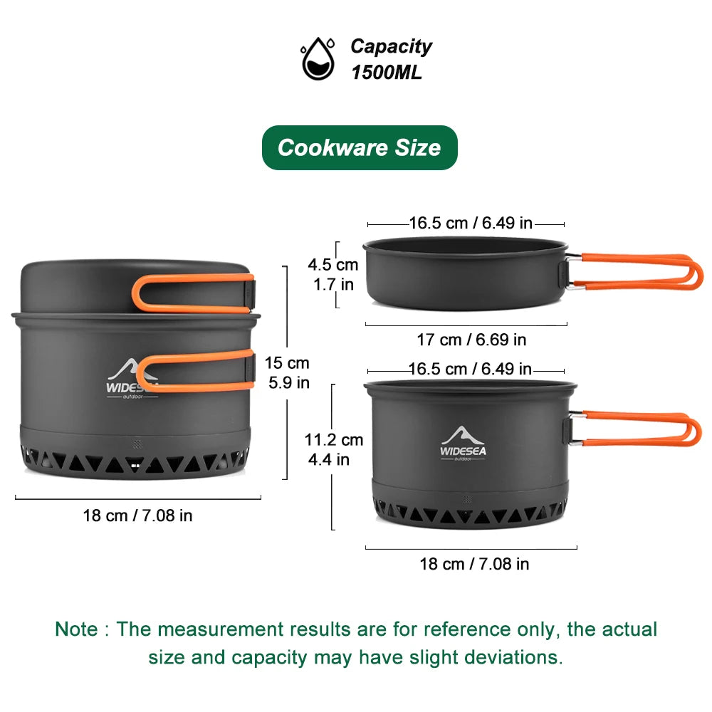 Widesea Lightweight Outdoor Camping Cookware Set With Kettle For Hiking