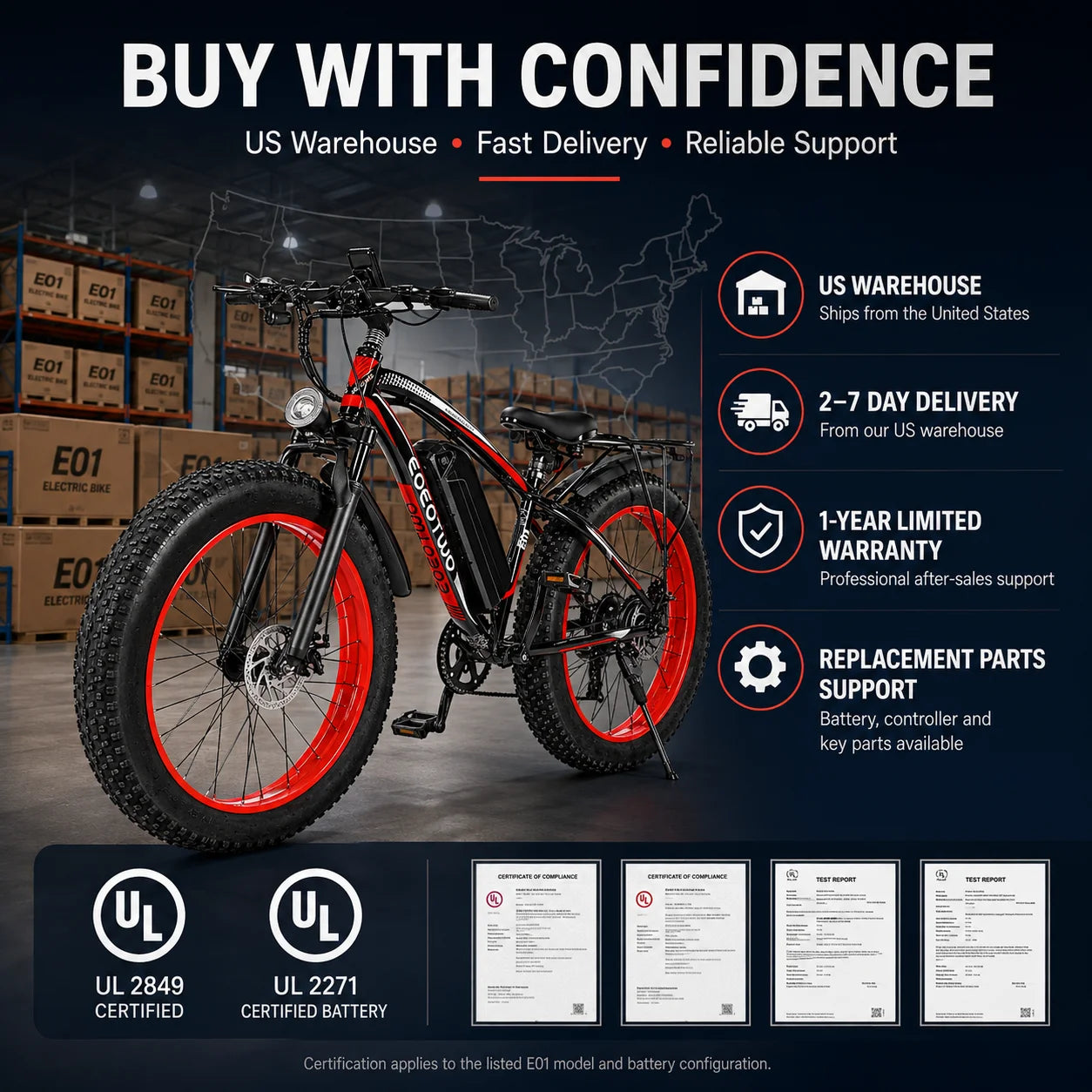 EOEOTWO Heavy Duty Electric Bike With Front Suspension And Rear Rack