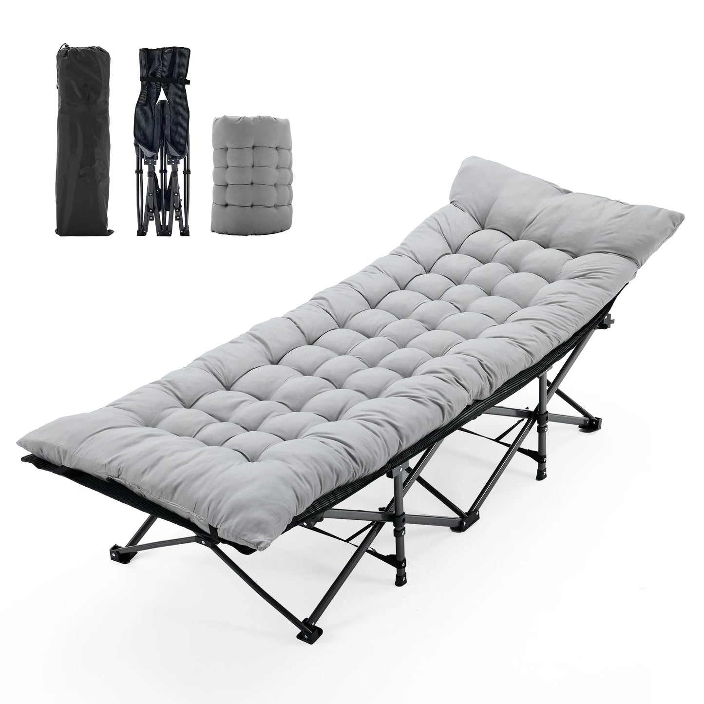 JHK Foldable Camping Cot With Cushion For Outdoor Adventures