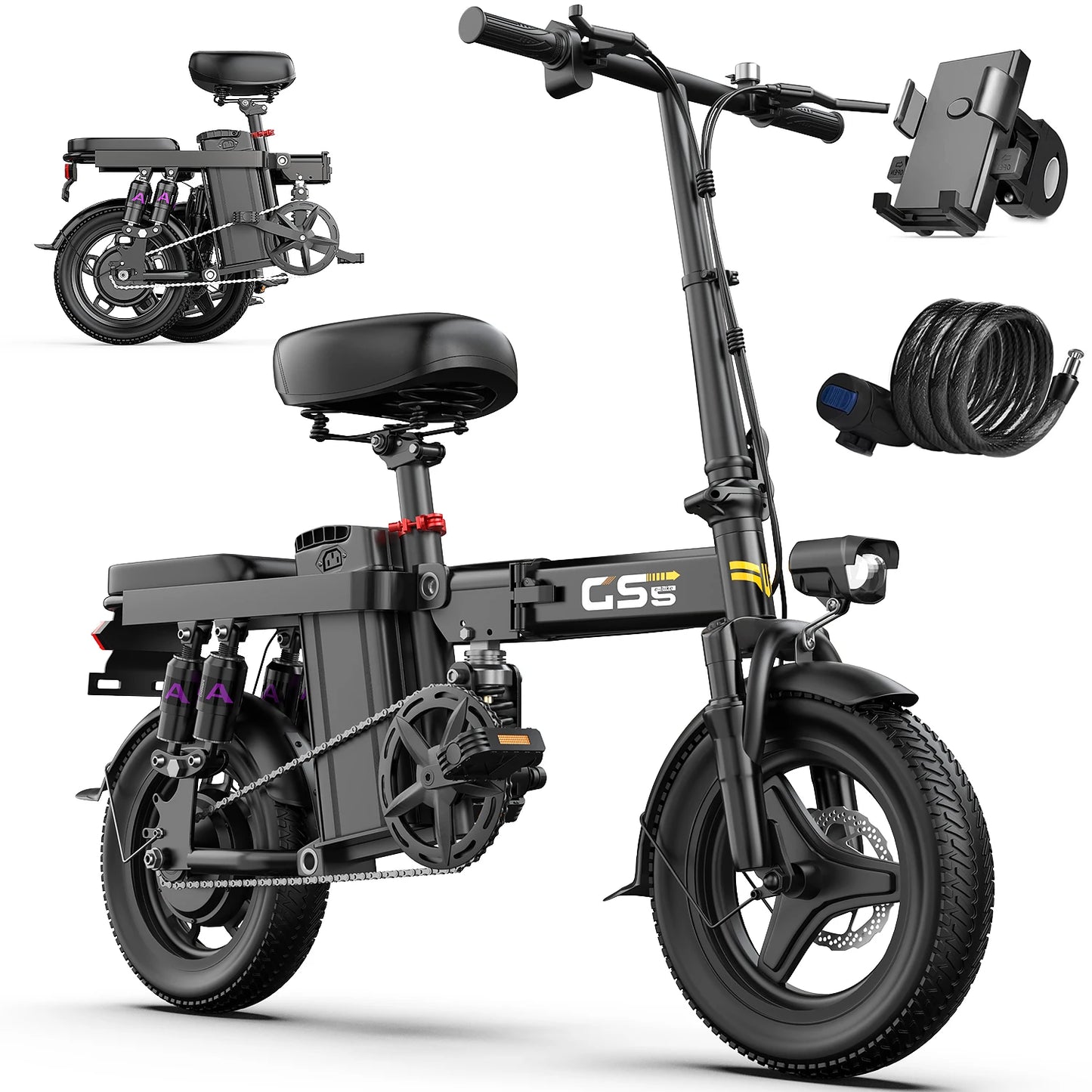 Upple GS5 Folding Electric Bike, 740W Motor, 48V 15Ah Battery