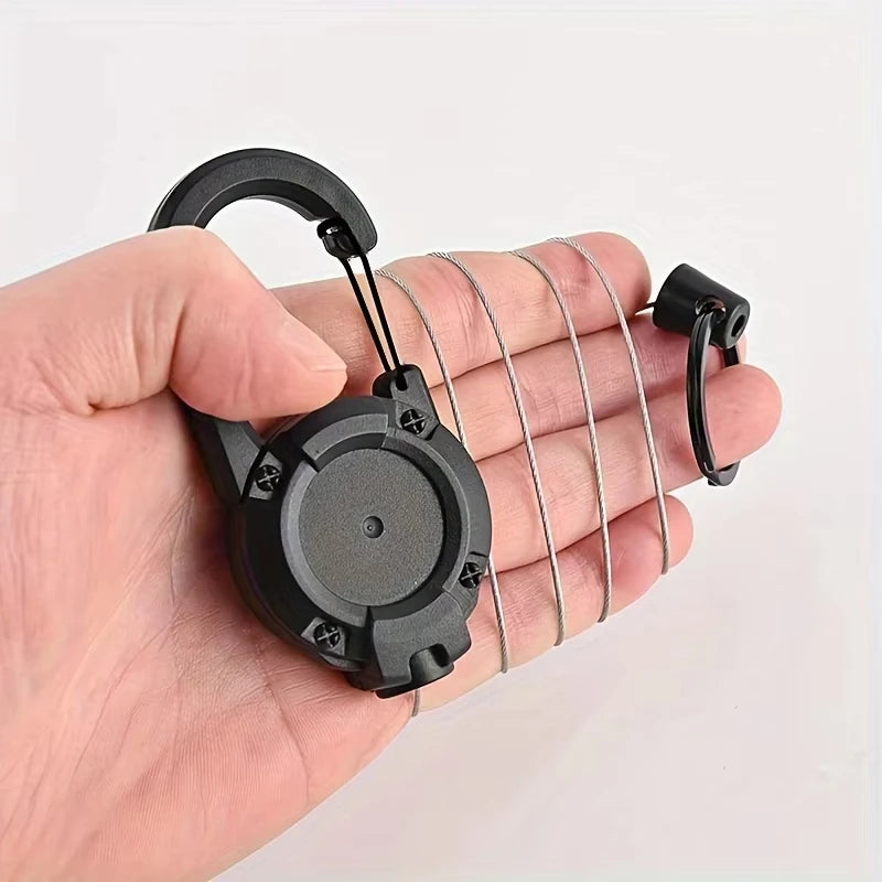 Premium Retractable Keychain With Durable Steel Rope And Carabiner