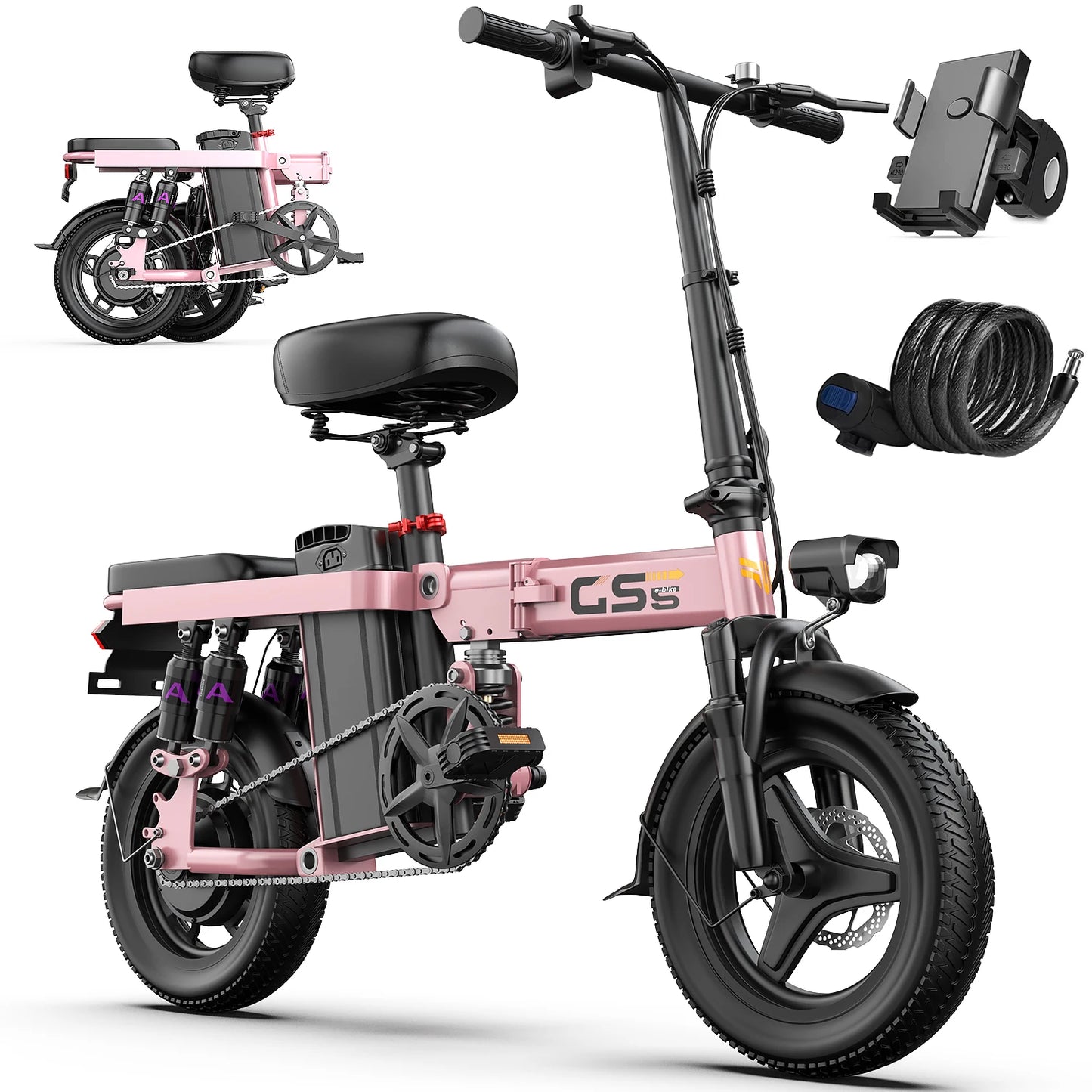 Upple GS5 Folding Electric Bike, 740W Motor, 48V 15Ah Battery