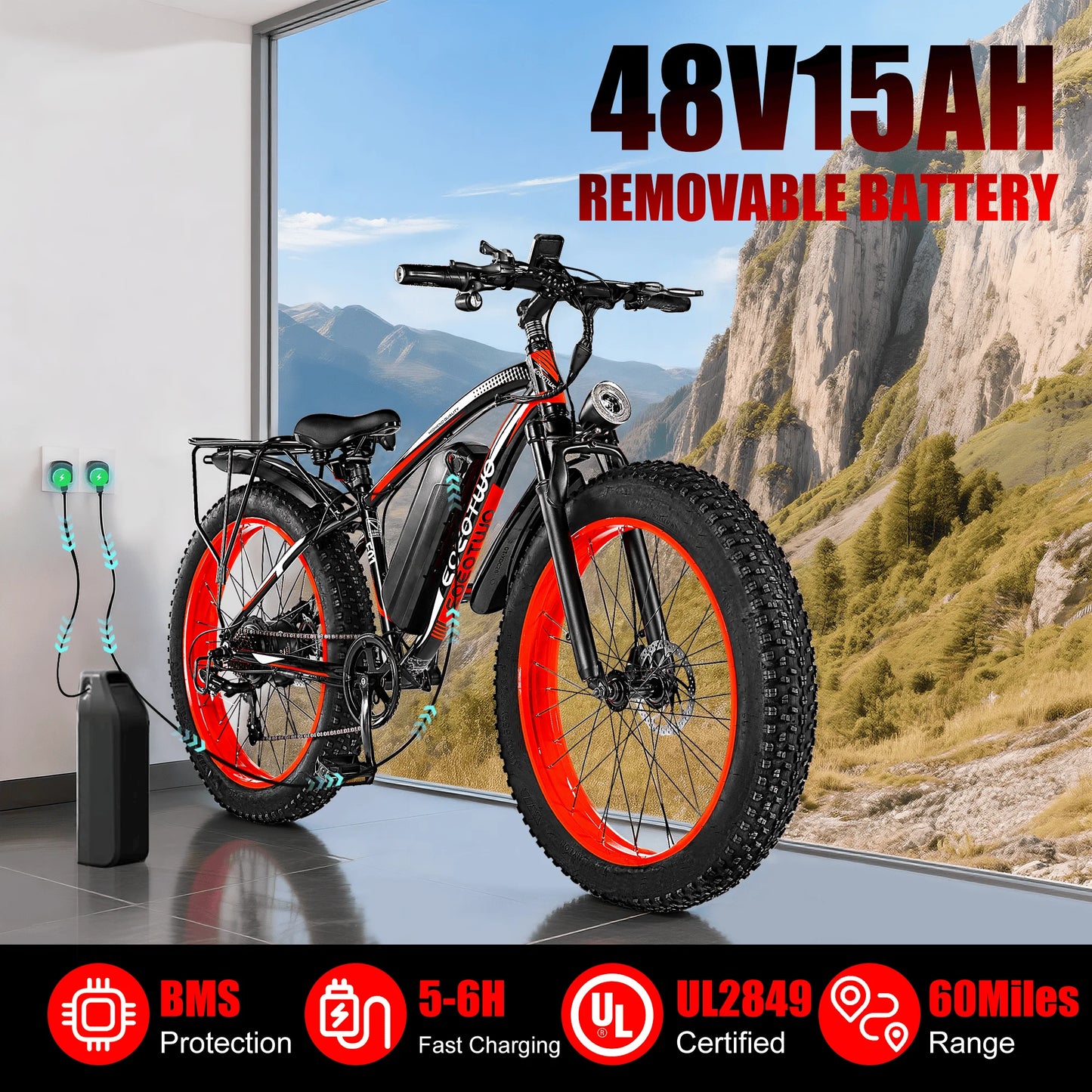 EOEOTWO Heavy Duty Electric Bike With Front Suspension And Rear Rack
