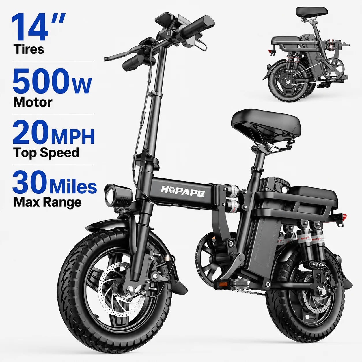 EOEOTWO Heavy Duty Ebike Featuring Front Suspension And Rack
