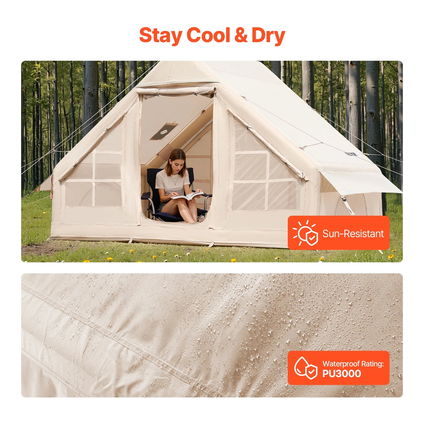 SucceBuy Inflatable Camping Tent With Stove Jack And Carry Bag