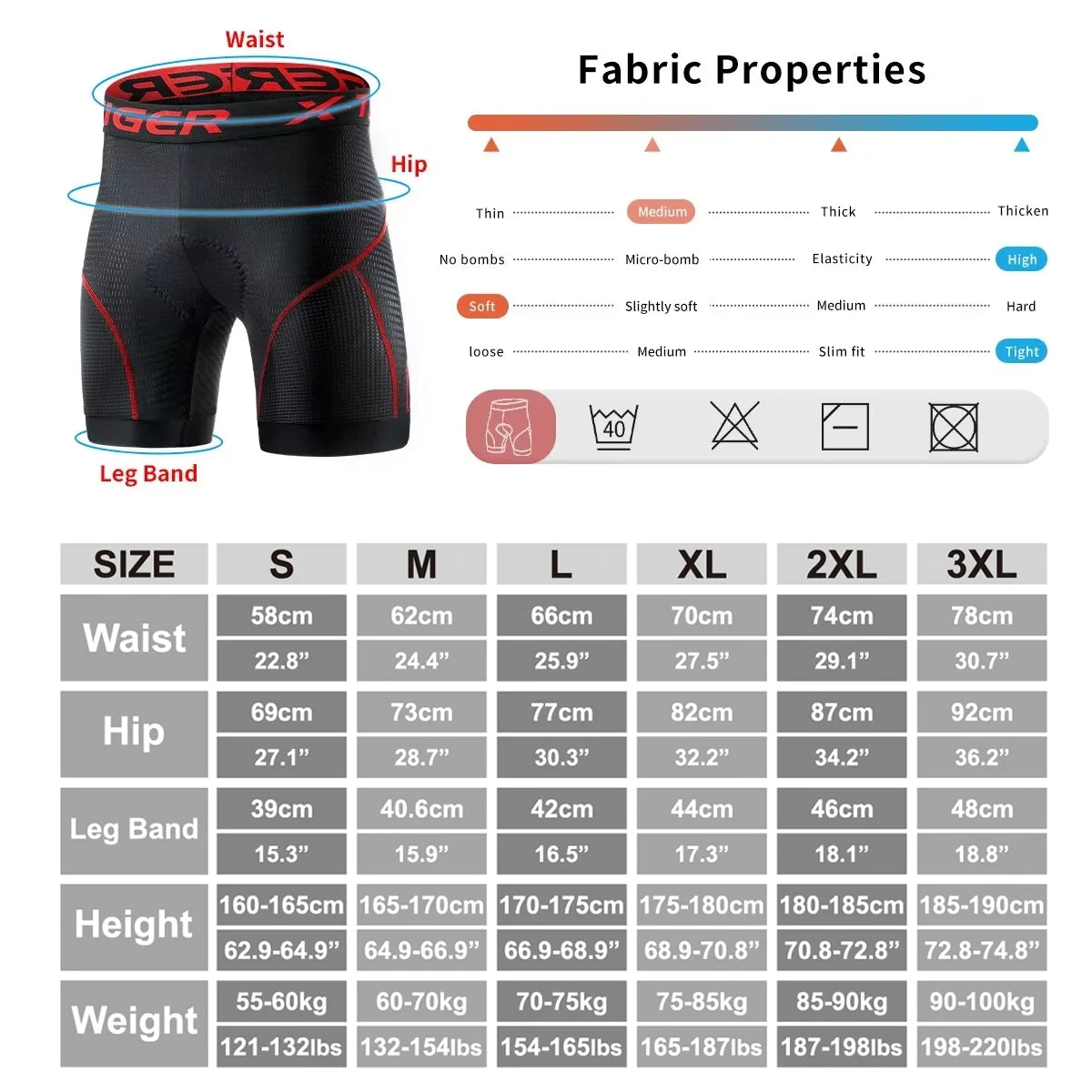 X-Tiger Men Cycling Shorts Featuring Gel Padding And Mesh Venting
