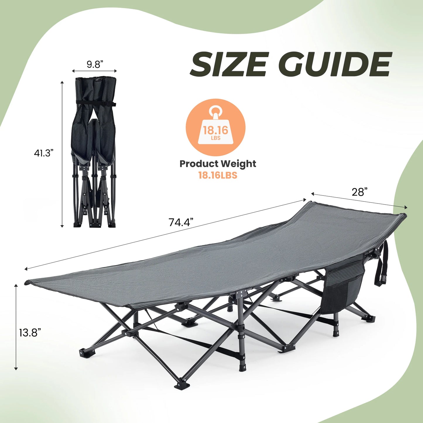 JHK Foldable Camping Cot With Cushion For Outdoor Adventures