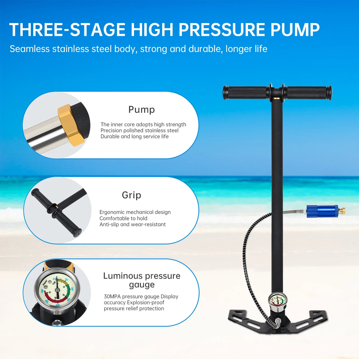 DIDEEP Professional Portable Scuba Diving Tank With High Pressure Pump