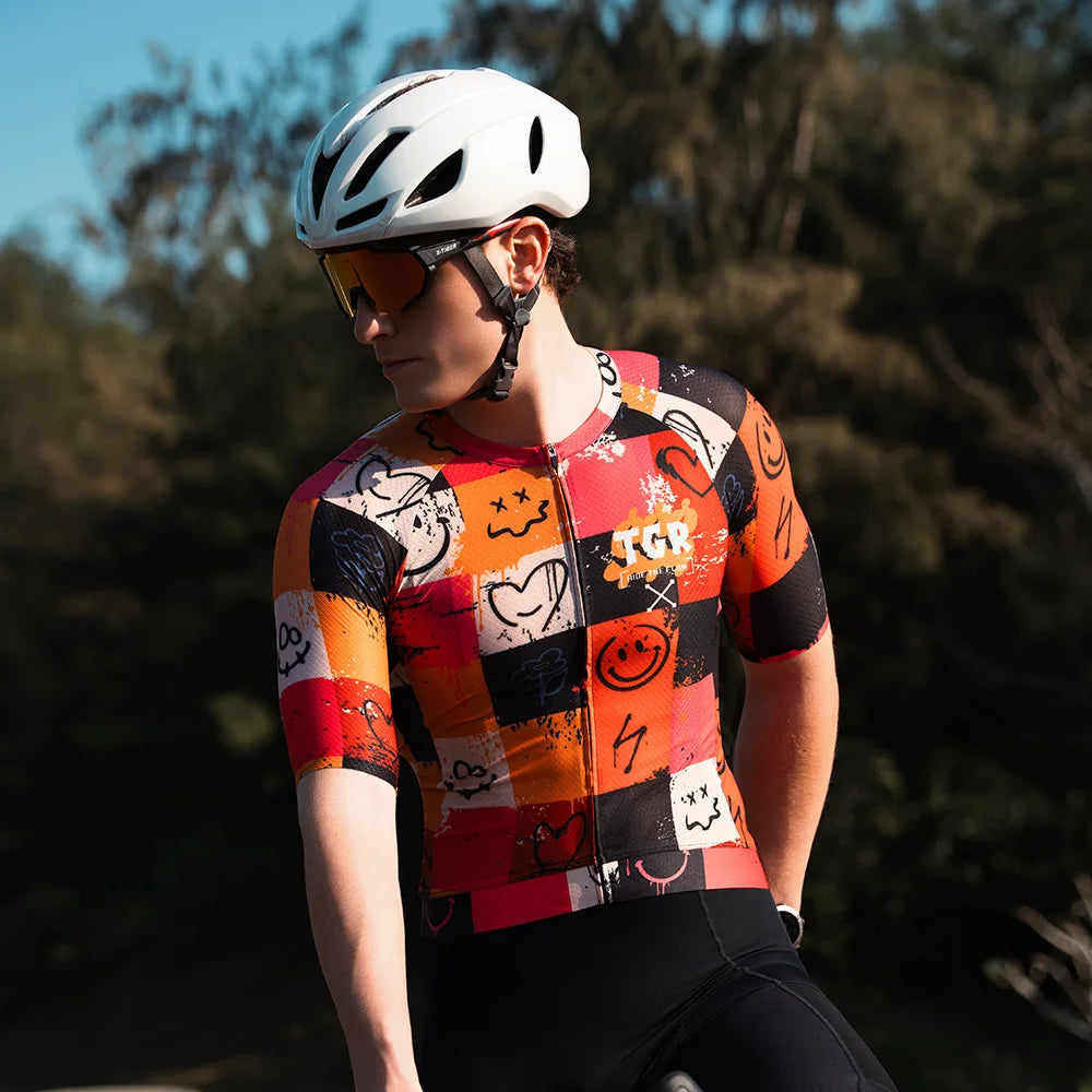 X-Tiger Men's Short Sleeve Cycling Jersey With Graffiti Art Style