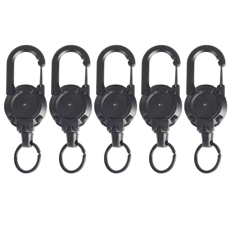 Premium Retractable Keychain With Durable Steel Rope And Carabiner