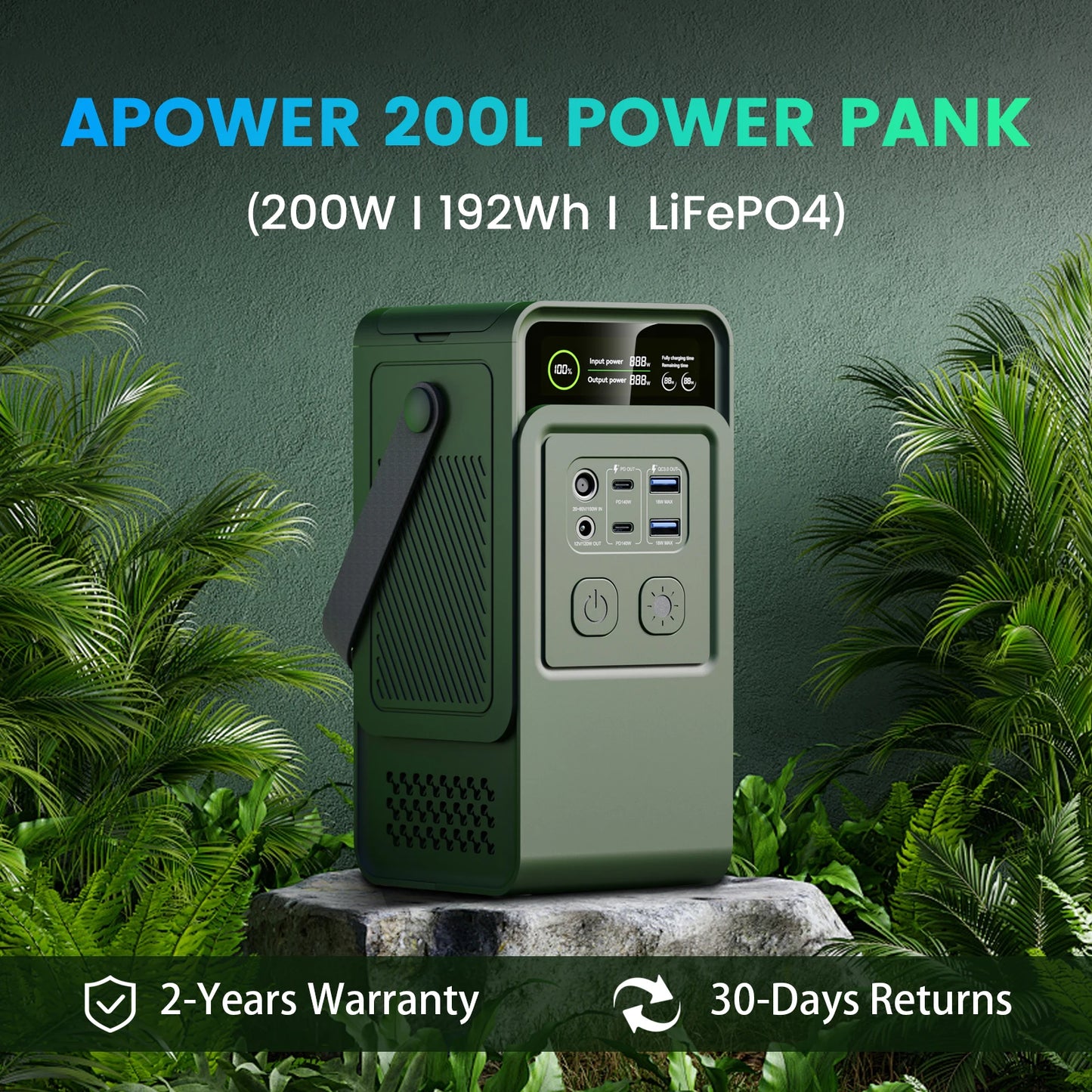 Ctolity 192Wh LiFePO4 Portable Power Station 200W Type C Charger