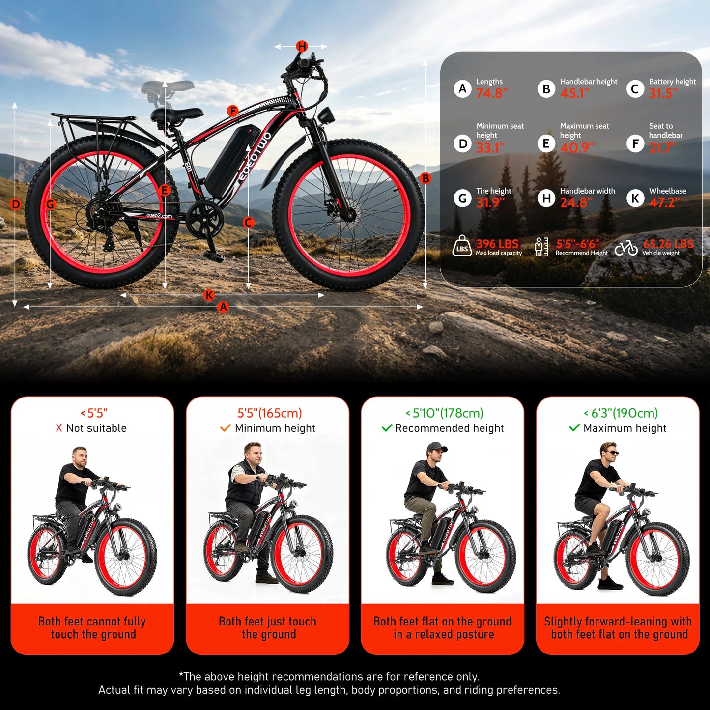 EOEOTWO Heavy Duty Electric Bike With Front Suspension And Rear Rack