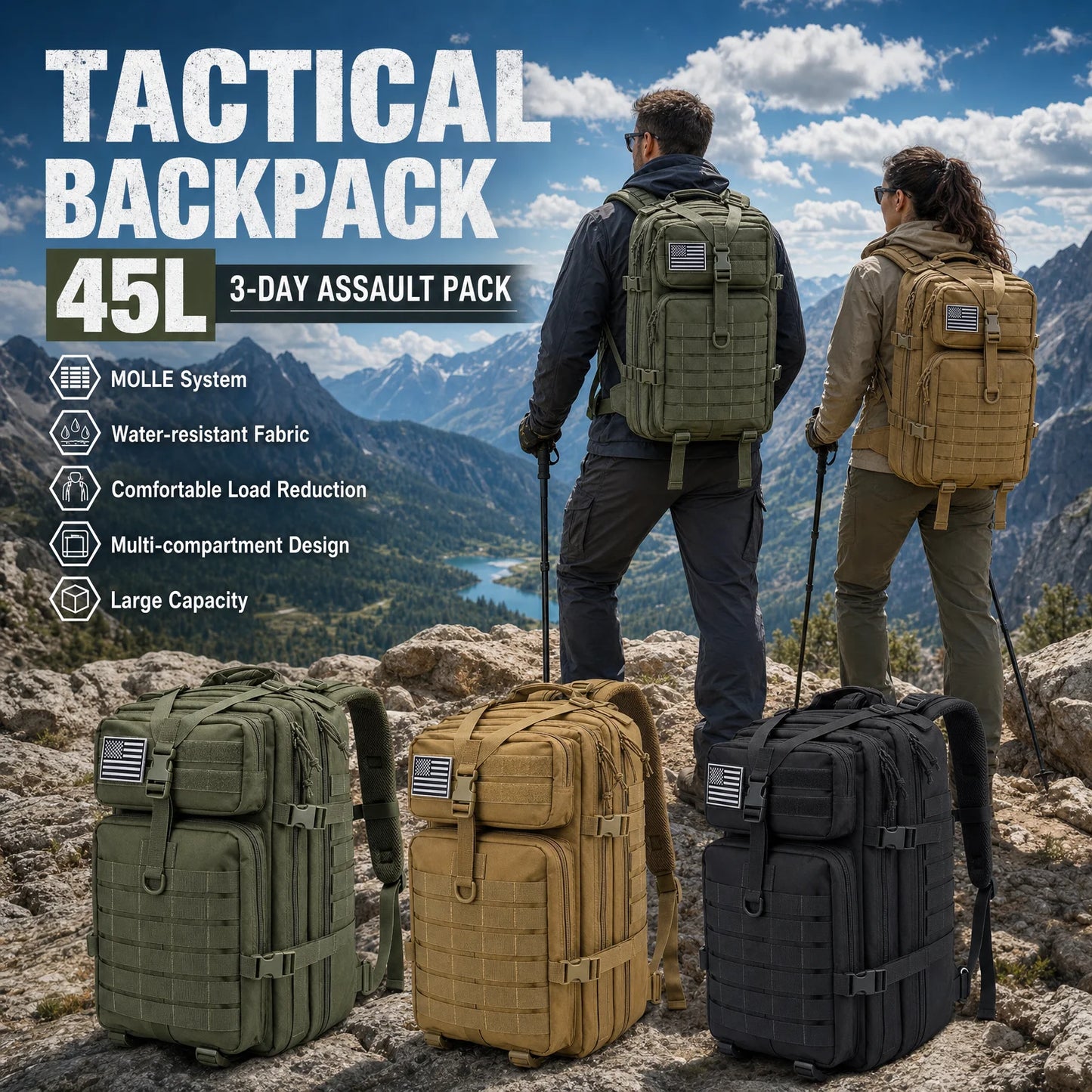 ReFire Gear Tactical Molle Hiking Backpack Camping Mountaineering Rucksack