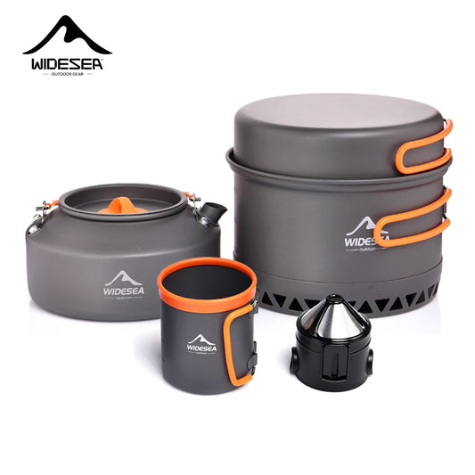 Widesea Lightweight Outdoor Camping Cookware Set With Kettle For Hiking