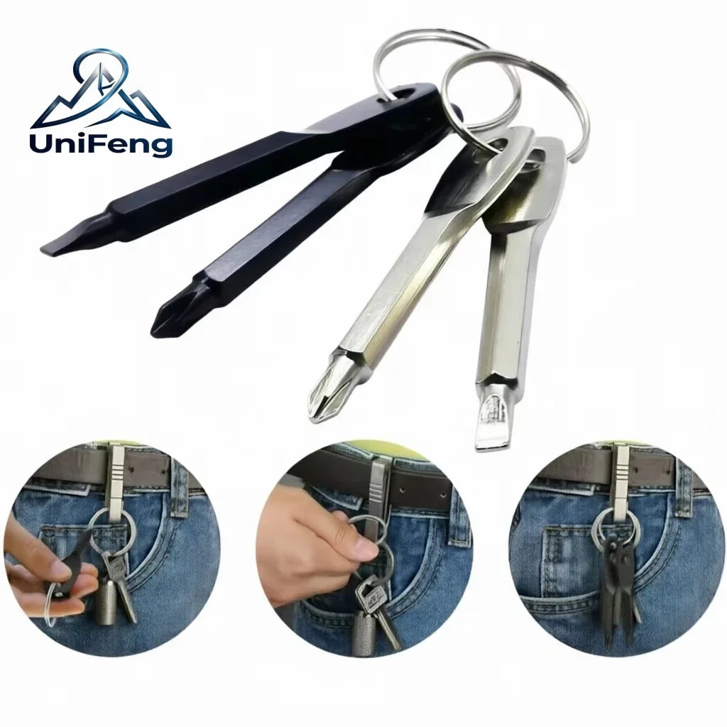 Portable Stainless Steel Phillips Slotted Keychain Screwdriver Set