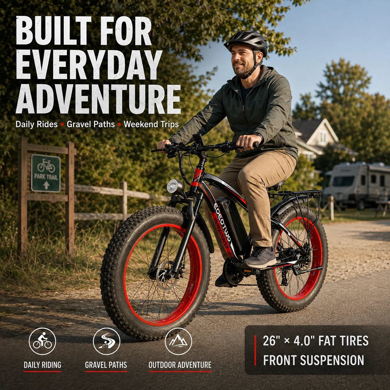 EOEOTWO Heavy Duty Electric Bike With Front Suspension And Rear Rack
