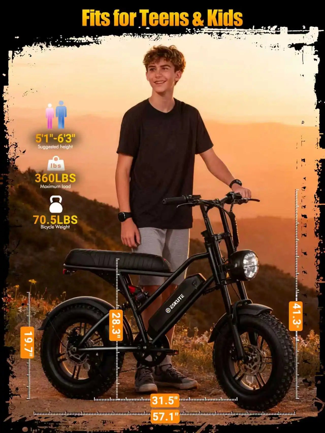 Eskute V100 Electric Dirt Bike 48V Dual Suspension E Bike