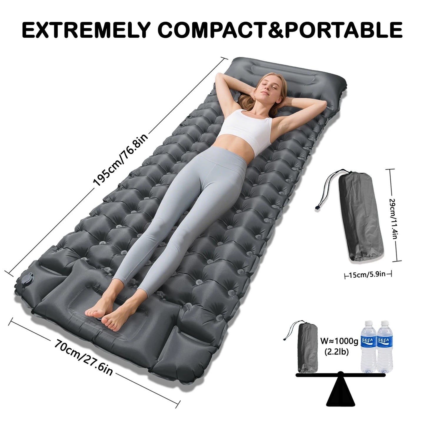 Cozy 10cm Thick Inflatable Mattress - Winter Insulated Camping Pad, Perfect Christmas Gift Idea for Family & Outdoor Adventures