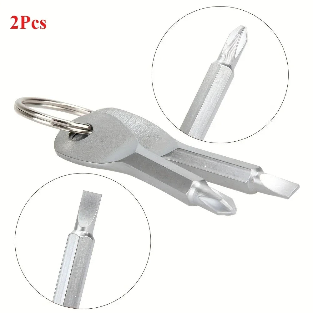 Portable Stainless Steel Phillips Slotted Keychain Screwdriver Set
