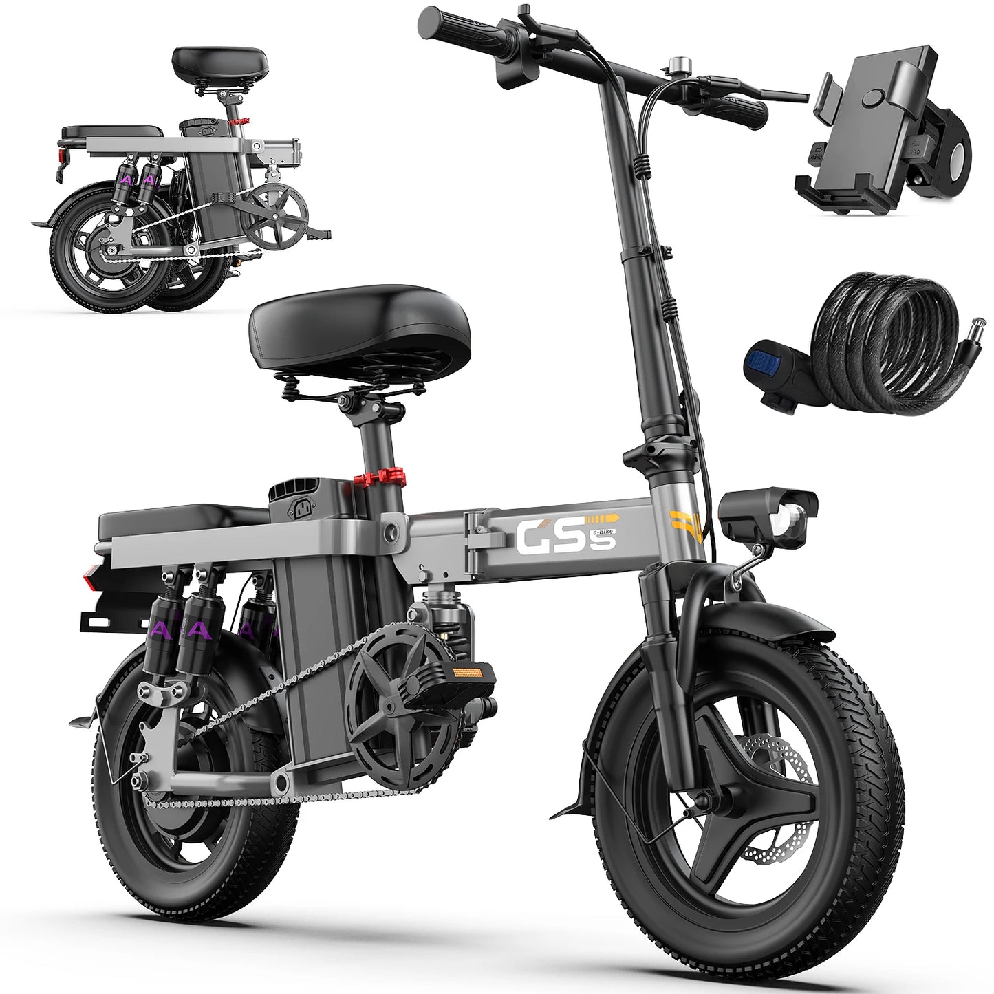 Upple GS5 Folding Electric Bike, 740W Motor, 48V 15Ah Battery