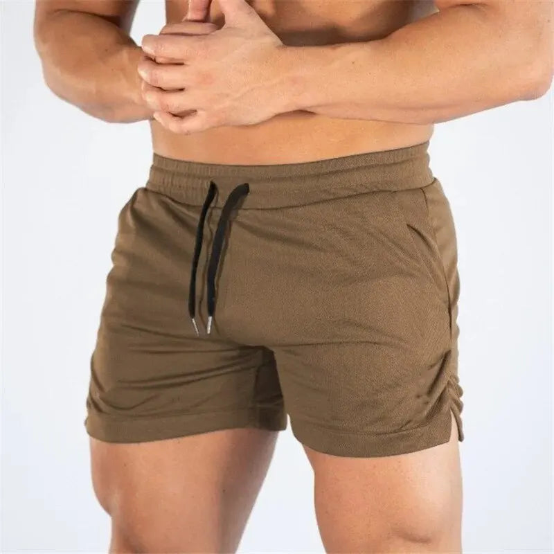 Mens Elastic Waist Fitness Jogging Shorts With Pockets