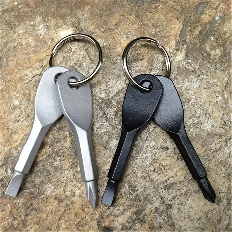 Portable Stainless Steel Phillips Slotted Keychain Screwdriver Set