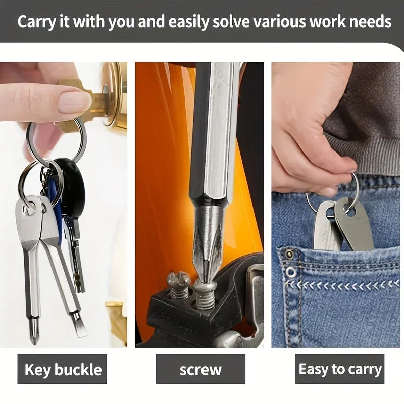 Portable Stainless Steel Phillips Slotted Keychain Screwdriver Set