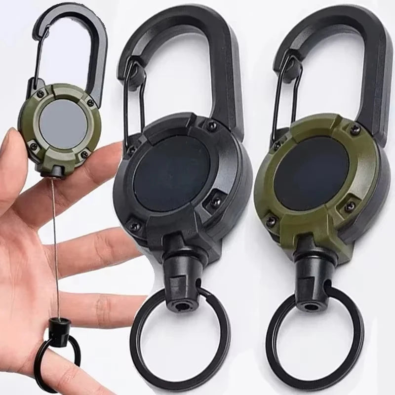 Premium Retractable Keychain With Durable Steel Rope And Carabiner