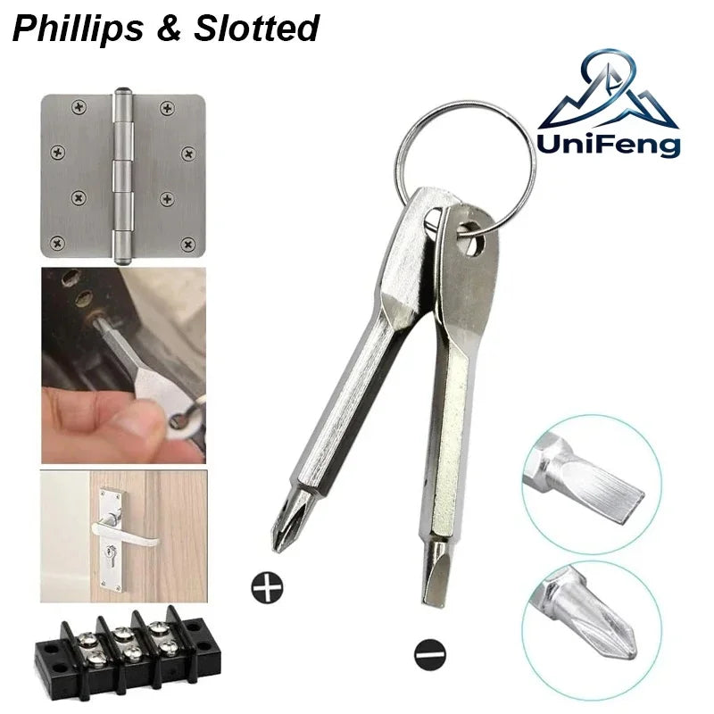 Portable Stainless Steel Phillips Slotted Keychain Screwdriver Set