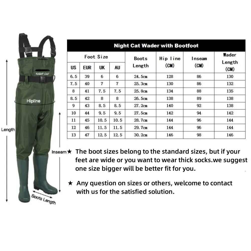 Night Cat Waterproof Chest Wader With Boots For Fishing
