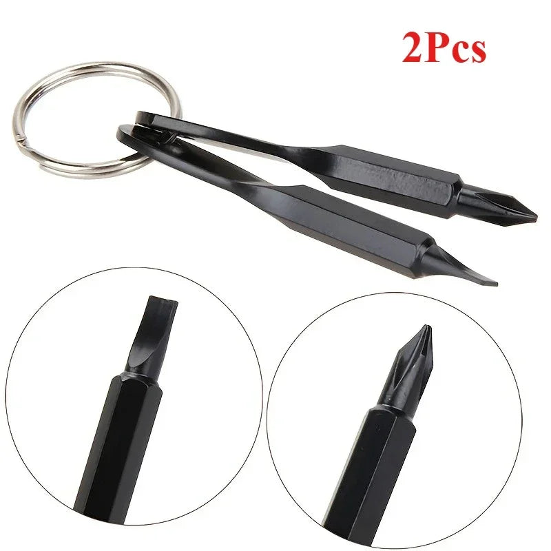 Portable Stainless Steel Phillips Slotted Keychain Screwdriver Set
