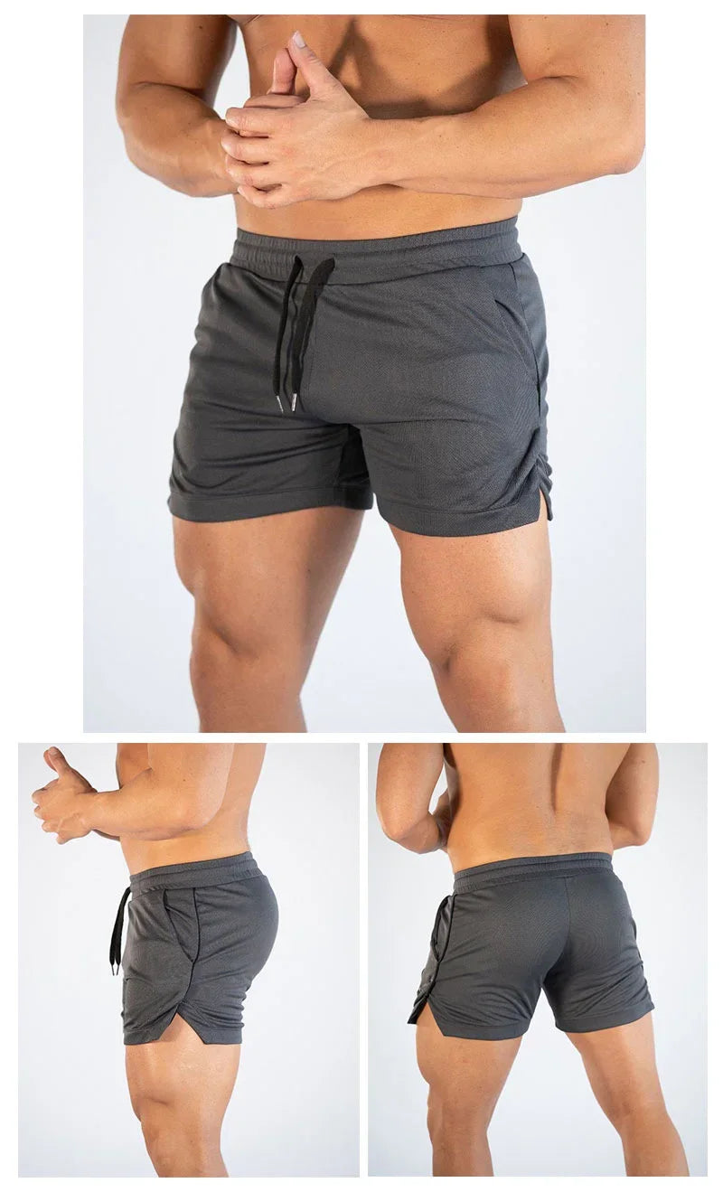 Mens Elastic Waist Fitness Jogging Shorts With Pockets