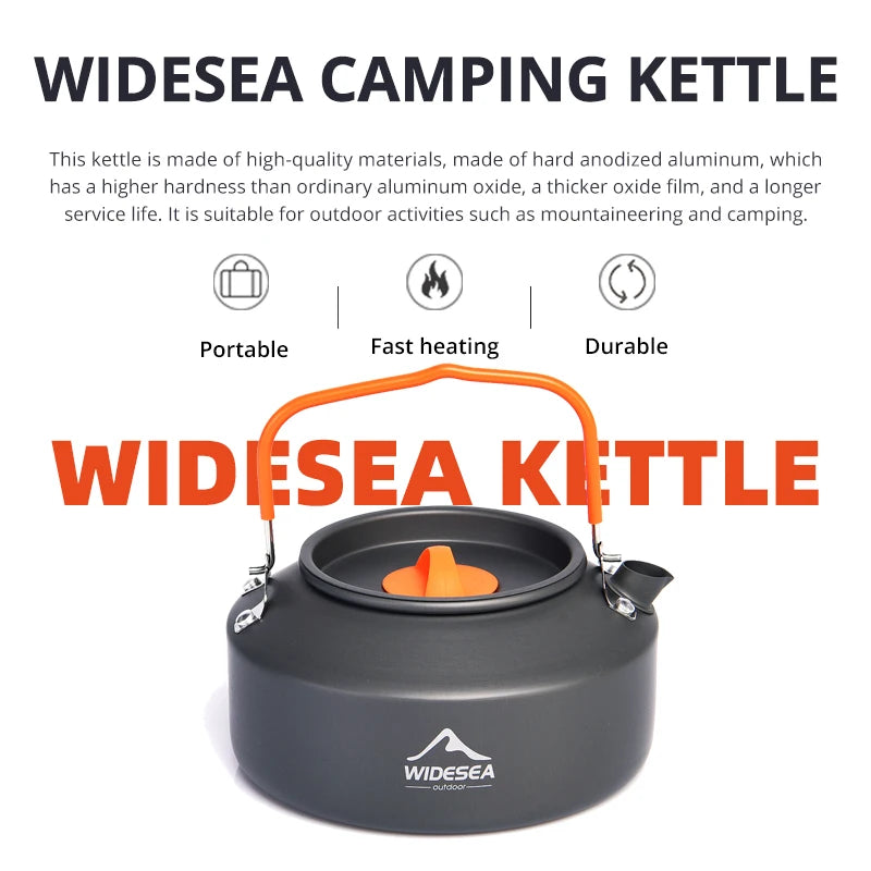 Widesea Lightweight Outdoor Camping Cookware Set With Kettle For Hiking