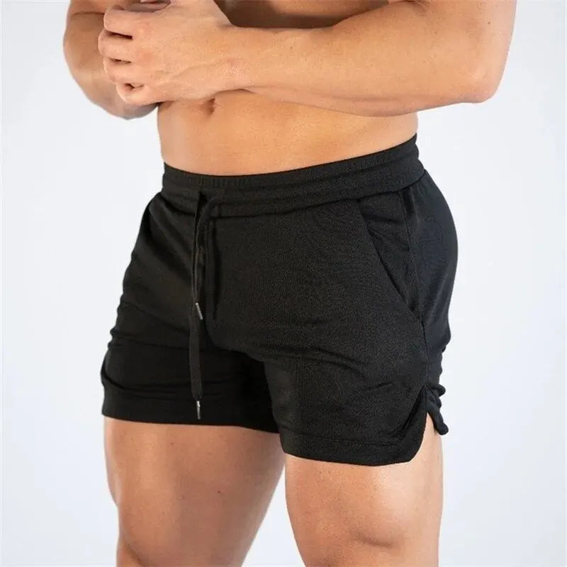Mens Elastic Waist Fitness Jogging Shorts With Pockets