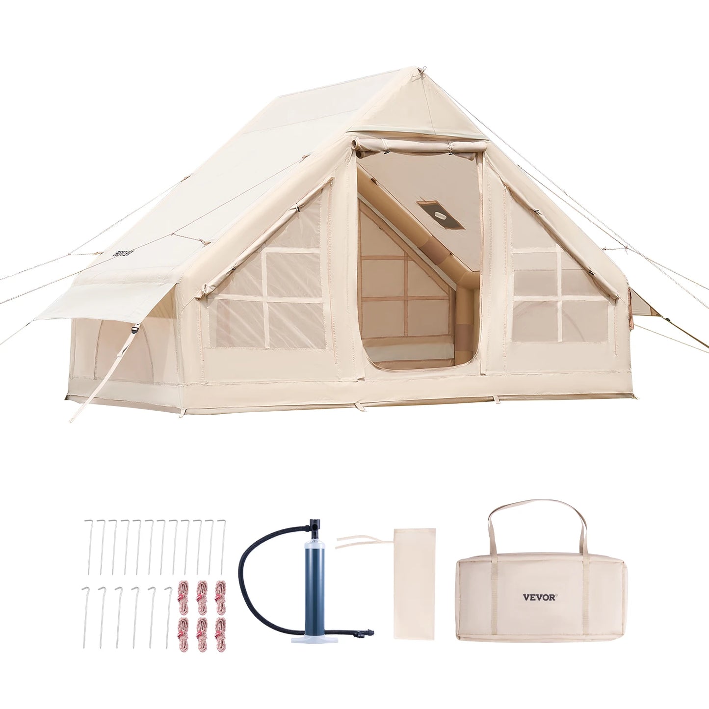 SucceBuy Inflatable Camping Tent With Stove Jack And Carry Bag