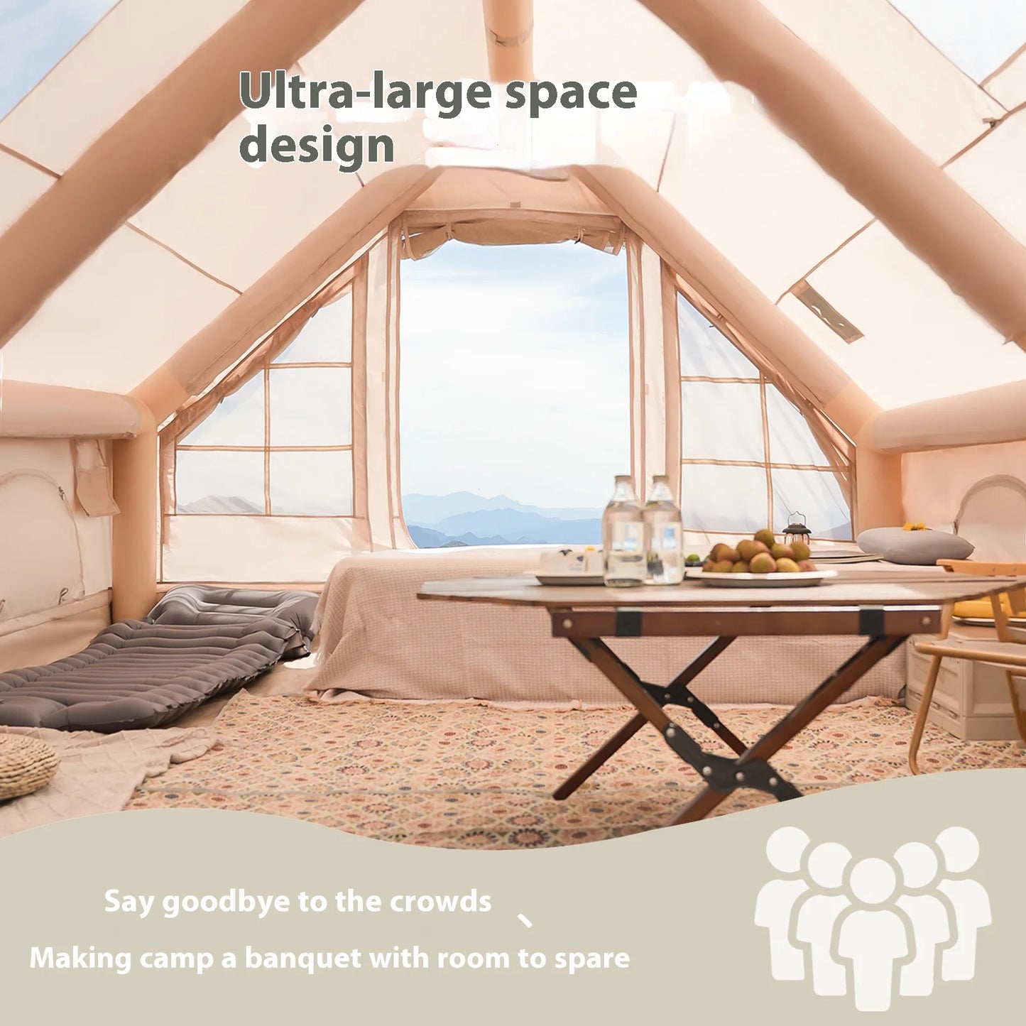 Pakicetus Automatic Inflatable Camping Tent With Stove Port