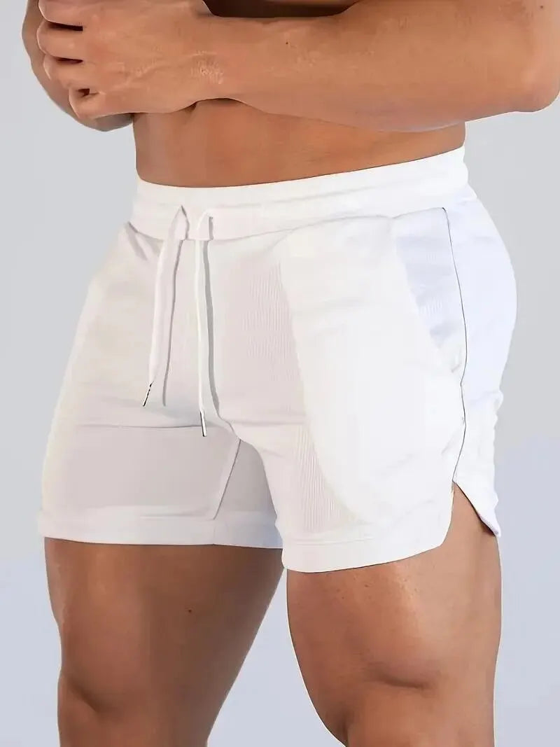 Mens Elastic Waist Fitness Jogging Shorts With Pockets