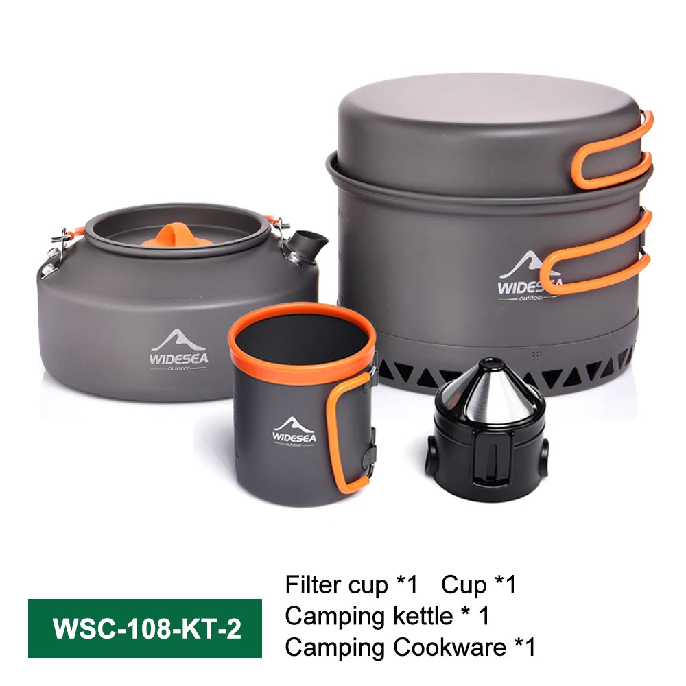Widesea Lightweight Outdoor Camping Cookware Set With Kettle For Hiking