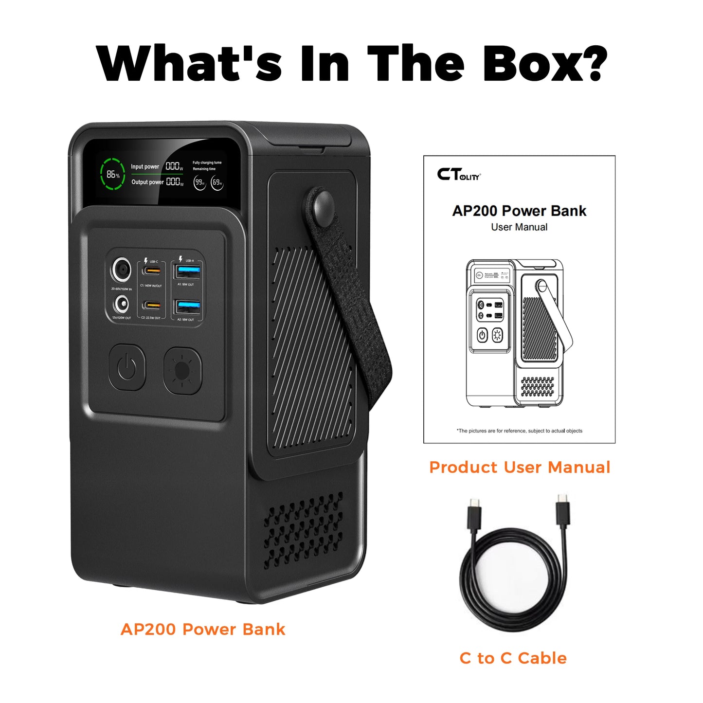 Ctolity 192Wh LiFePO4 Portable Power Station 200W Type C Charger