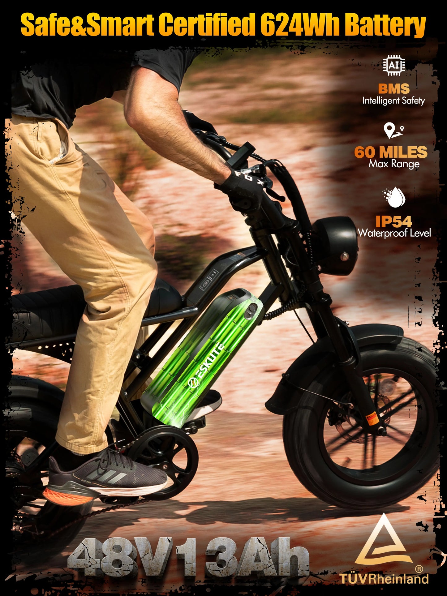 Eskute V100 Electric Dirt Bike 48V Dual Suspension E Bike