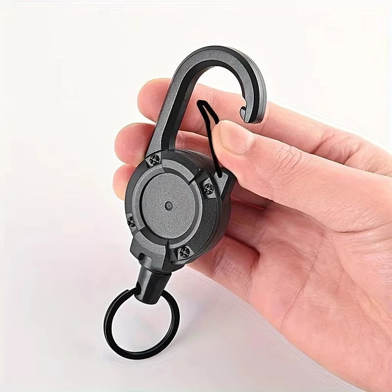 Premium Retractable Keychain With Durable Steel Rope And Carabiner