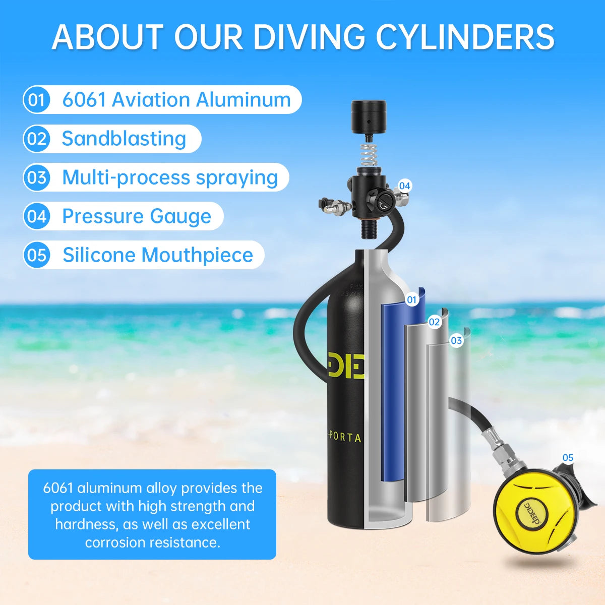 DIDEEP Professional Portable Scuba Diving Tank With High Pressure Pump